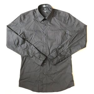 Marquis Men’s Slim Fit Solid Black Dress Shirt Medium (NEW)